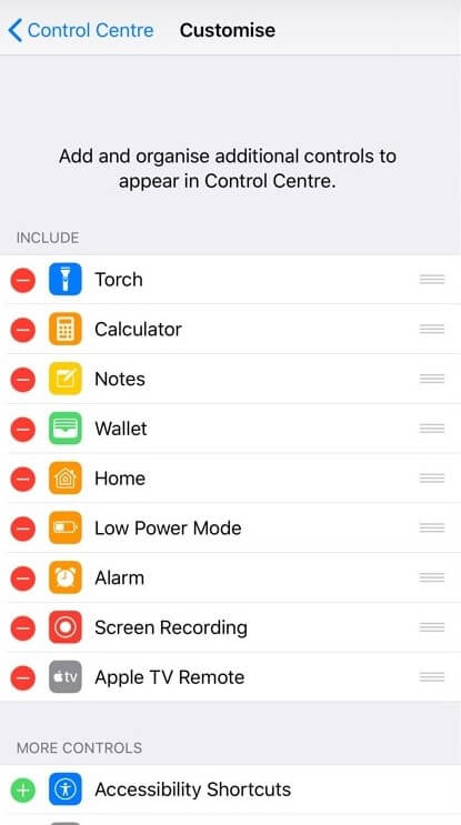customise control center