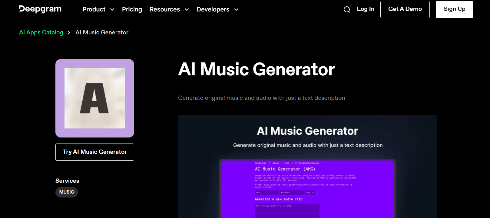 Deepgram interface