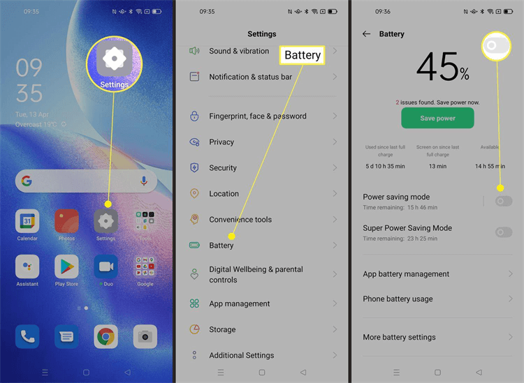 disable battery saver mode