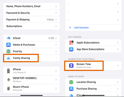 disable child's screen time to sign out apple id