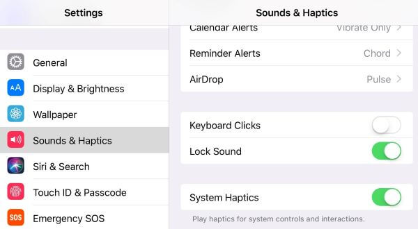 disable ipad keyboard clicks