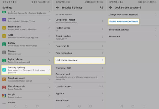 disable screen lock android
