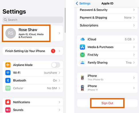 Sign Out of Apple ID