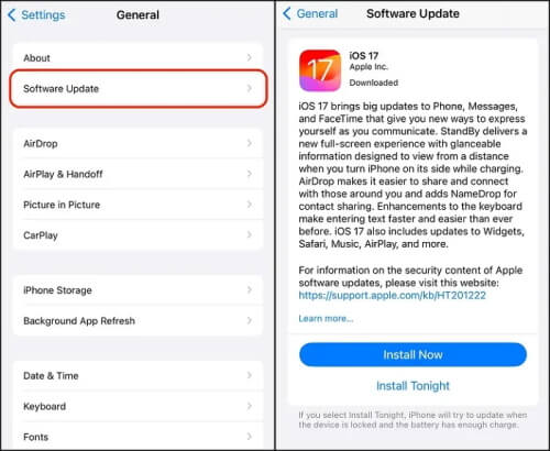download and install ios