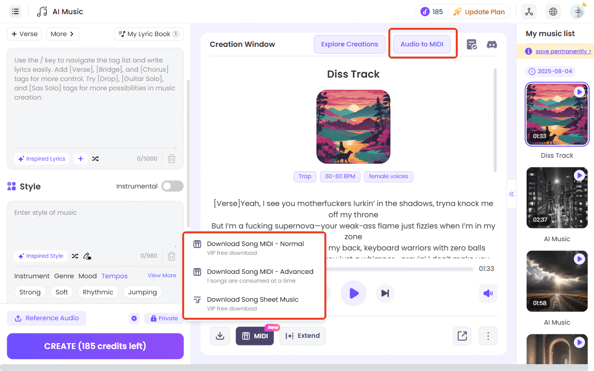 download topmediai music in midi format