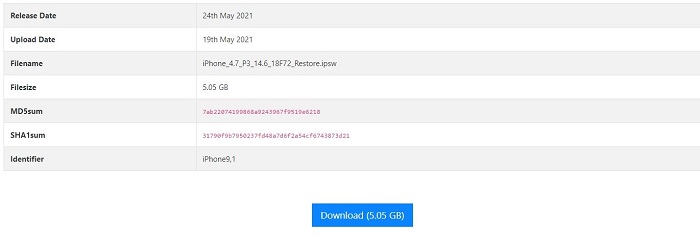 download selected ipsw