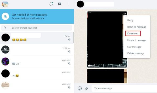 download WhatsApp video on WhatsApp Web