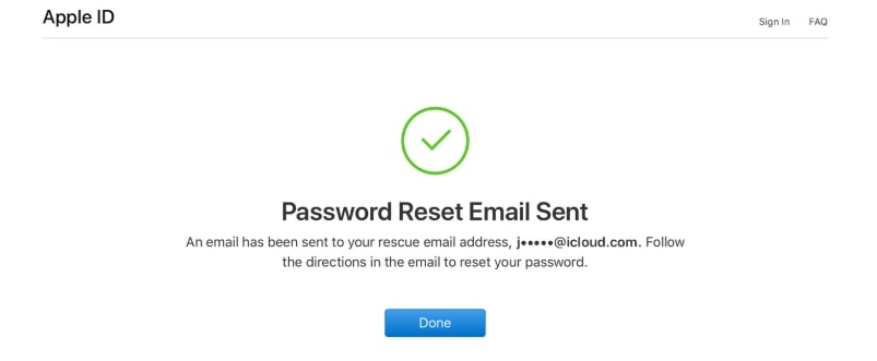 email reset apple id password