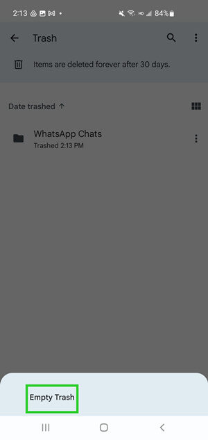 empty trash in Google Drive