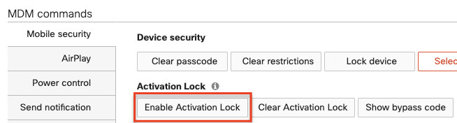 Enable activation lock