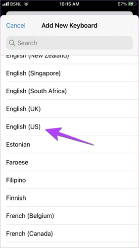 enable dictation language