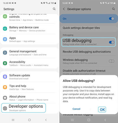 how to enable USB debugging