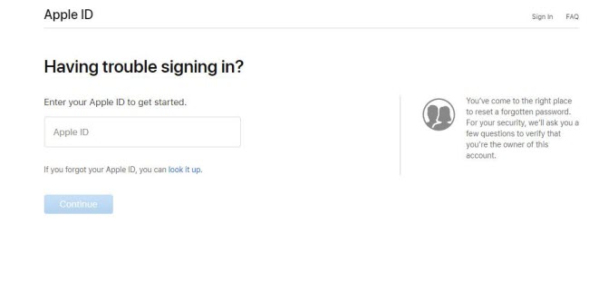 enter apple id to change the password