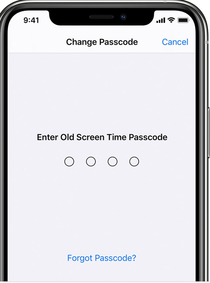 enter old screen time passcode