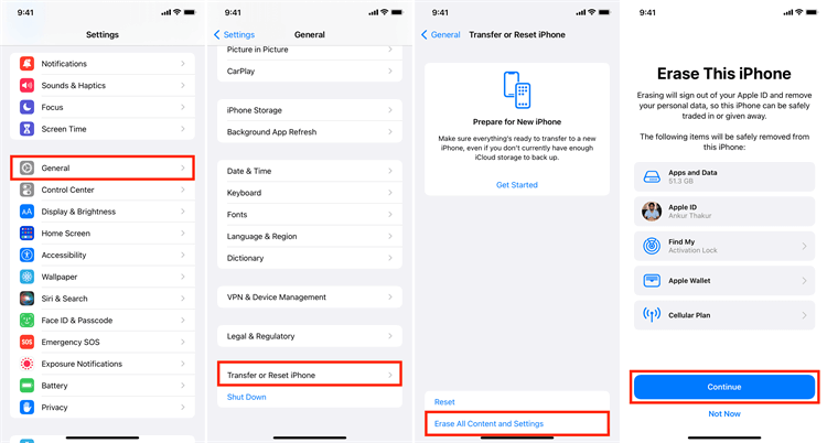 erase all content and settings to delete lightspeed mdm