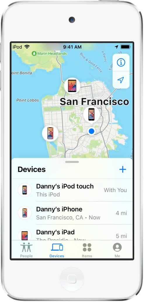 erase ipod touch find my app
