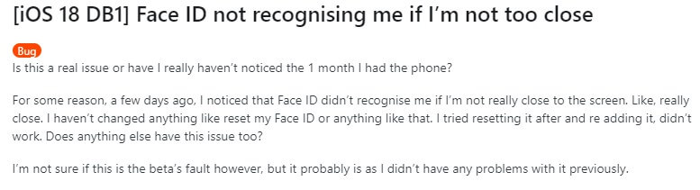 face id not working ios 18 beta