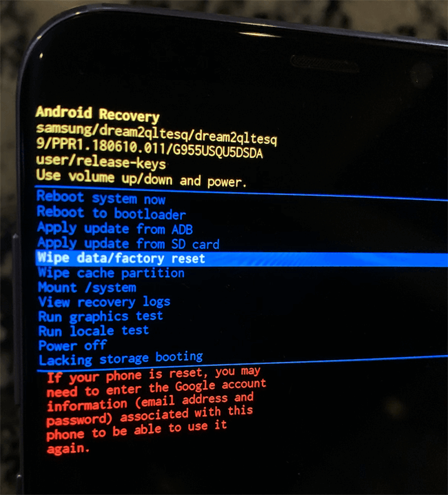 factory reset samsung phone