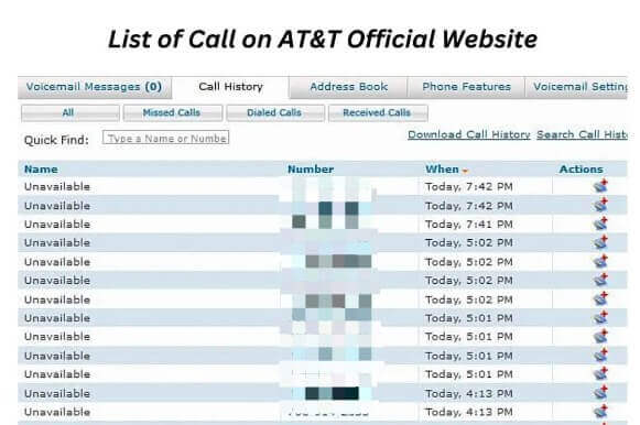 get call history on att