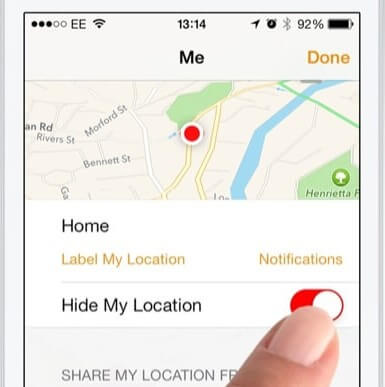 turn off hide my location