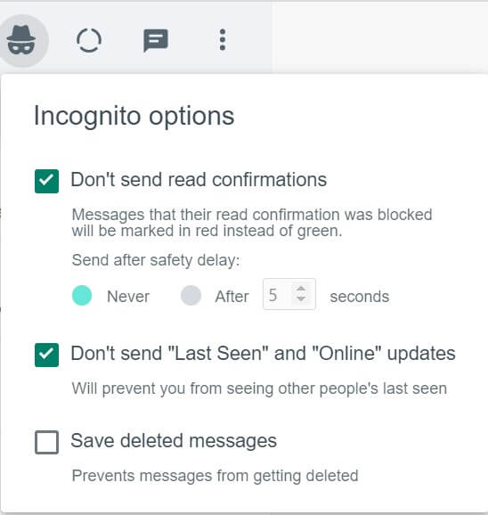 hide WhatsApp online status on PC