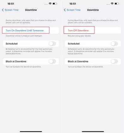 how to turn off downtime