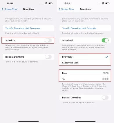 how to turn off downtime