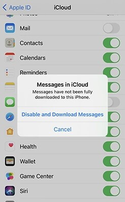 icloud disable and download messenges notification