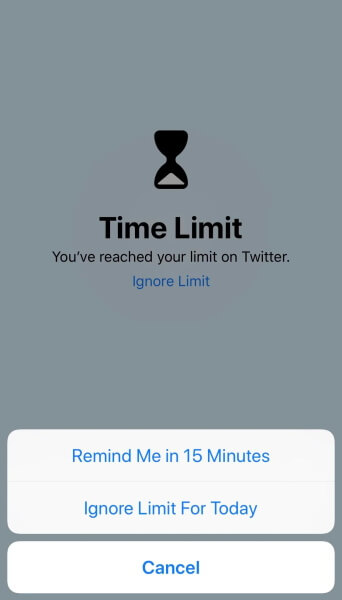 ignore limit to get around screen time