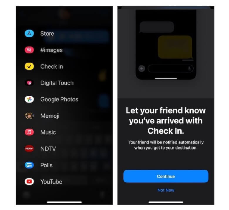 Check-In Features on iOS 17/18 Messages