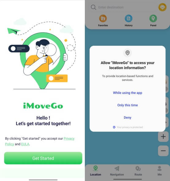 change location with imovego android