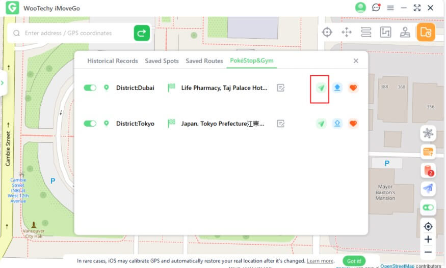 Save favorite routes