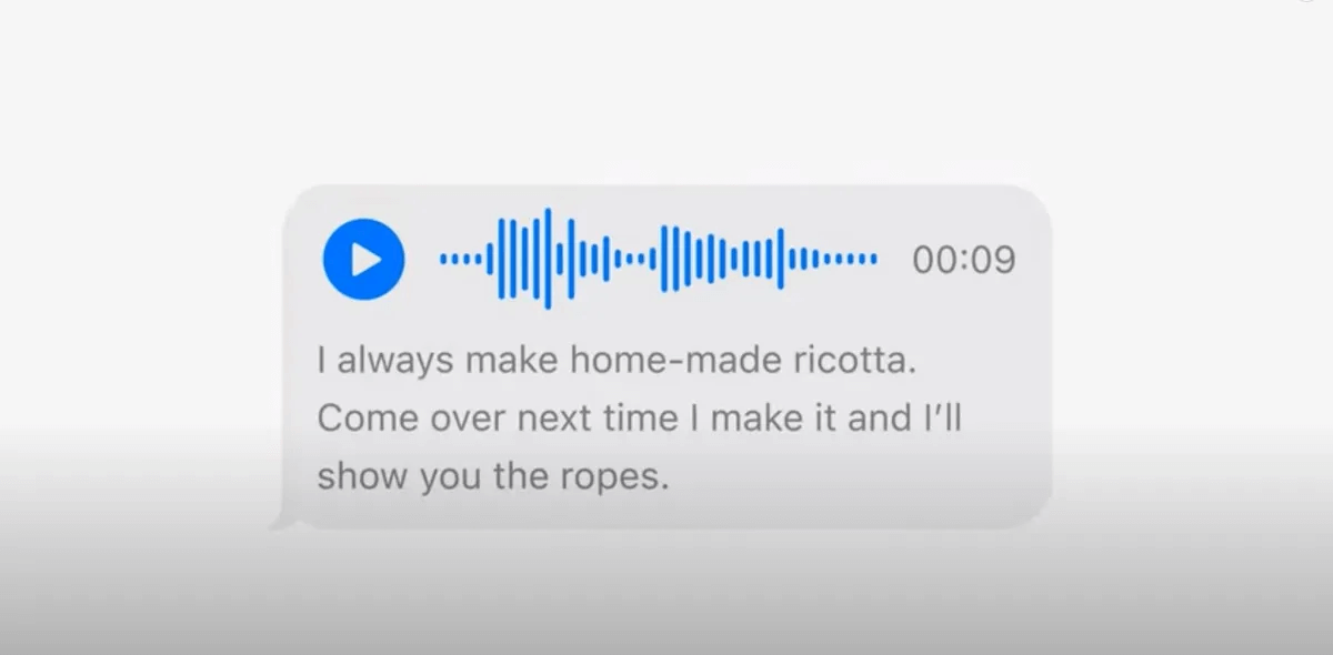 Audio messages transcribe on iOS 17/18 Messages