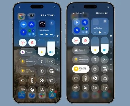 ios 26 beta control center design
