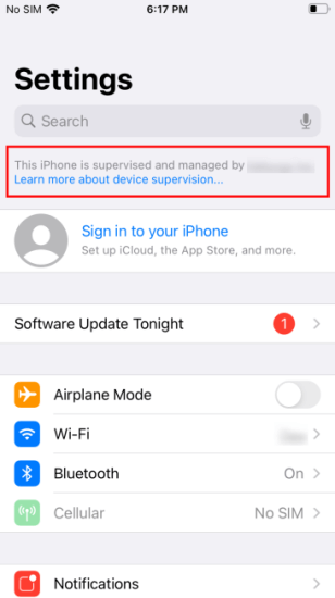 iphone is supervised