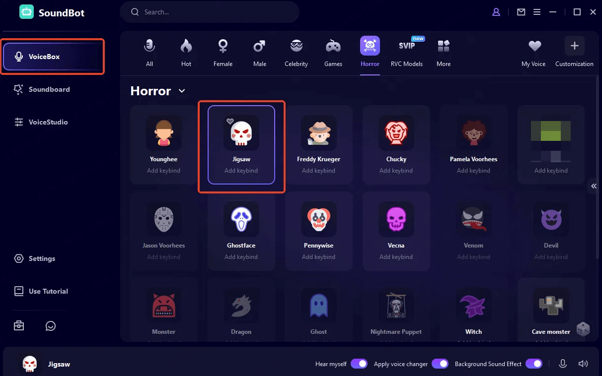 Horror Voice voice in WooTechy SoundBot