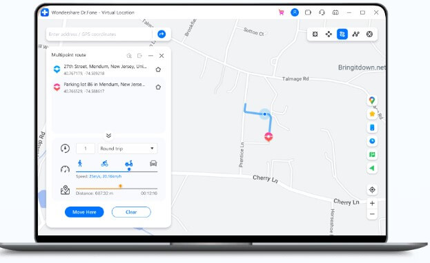 Dr Fone location changer interface
