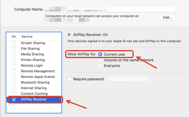 AirPlay Receiver in Mac
