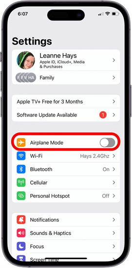 make sure airplane mode is off