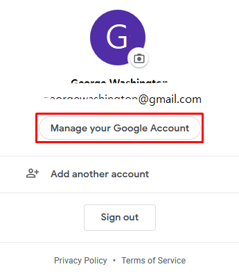manage your google account