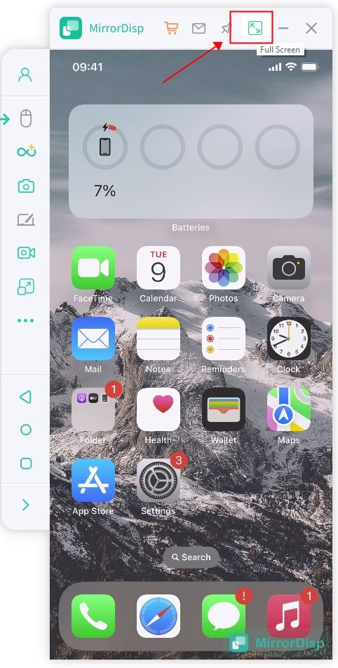 mirrordisp full screen