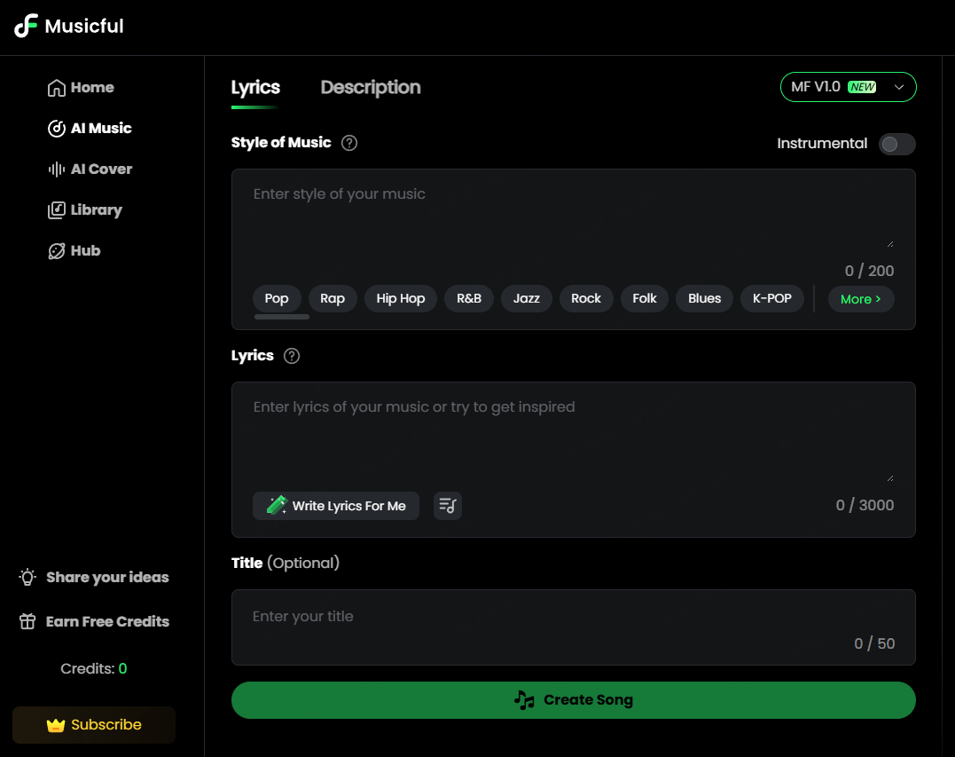 musicful ai metal lyrics generator overview
