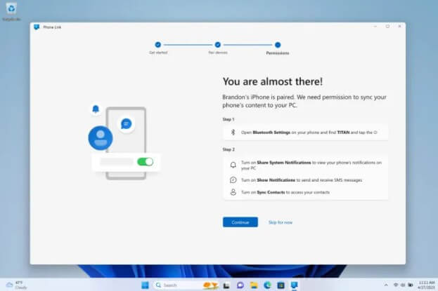 access iMessage on Windows with phone link