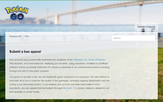 Pokemon Go ban appeal