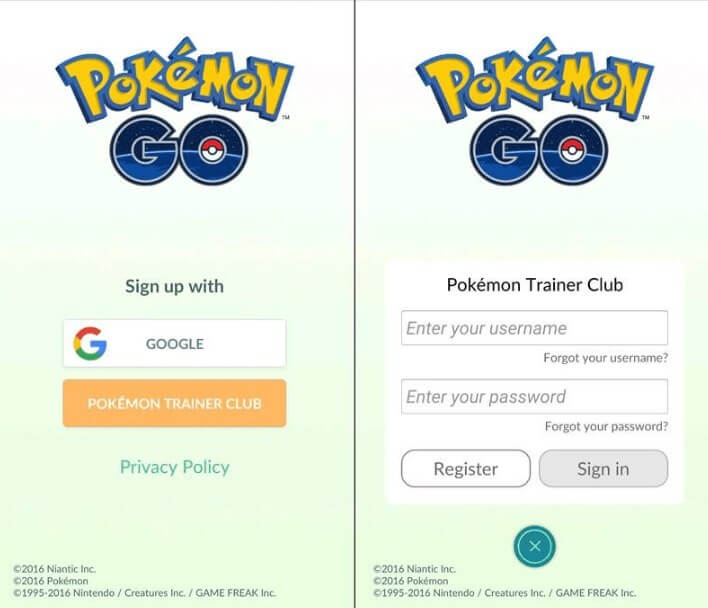Pokemon Go Forgot the Username or the Password
