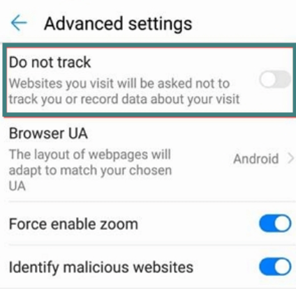 prevent cross site tracking on android phones