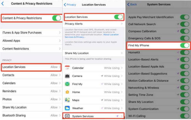 prevent find my iphone being turned off