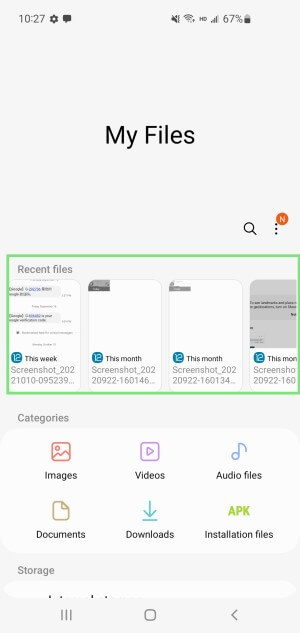 find downloads in recent files