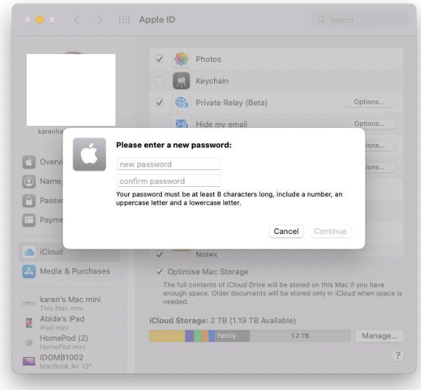 recover apple id password via web