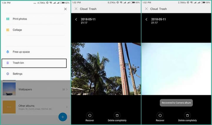 recover deleted photos from trash bin redmi